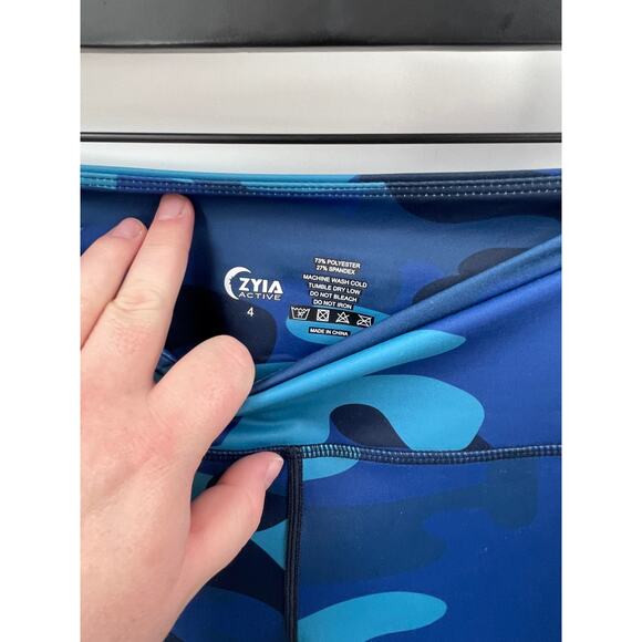 ZYIA Blue Camo Mesh Leggings Size 4 - Picture 6 of 8